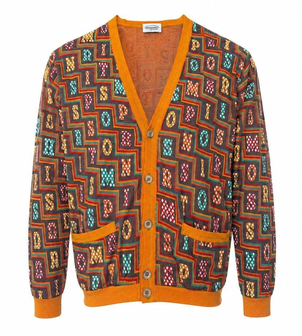 Vintage Missoni Sport Cardigan L Logo Print Cotton Viscose Made Italy